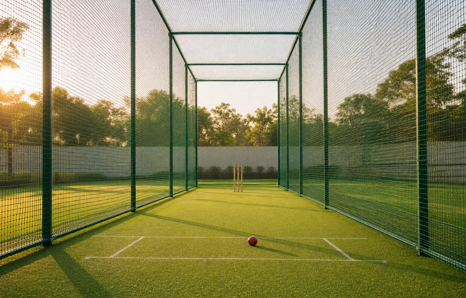 Professional cricket practice net enclosure for academy and project use
