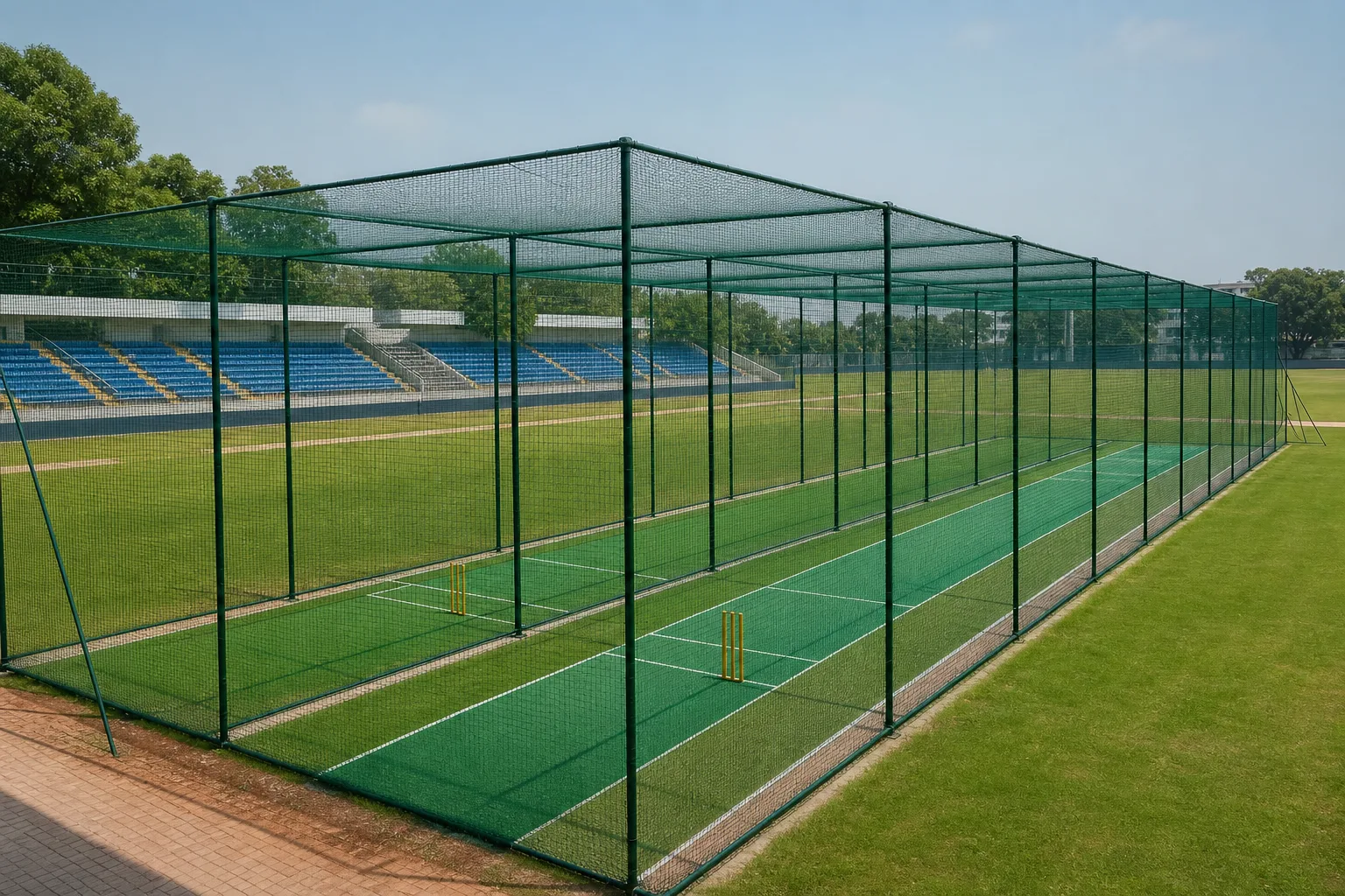 Cricket club and stadium practice-net installation