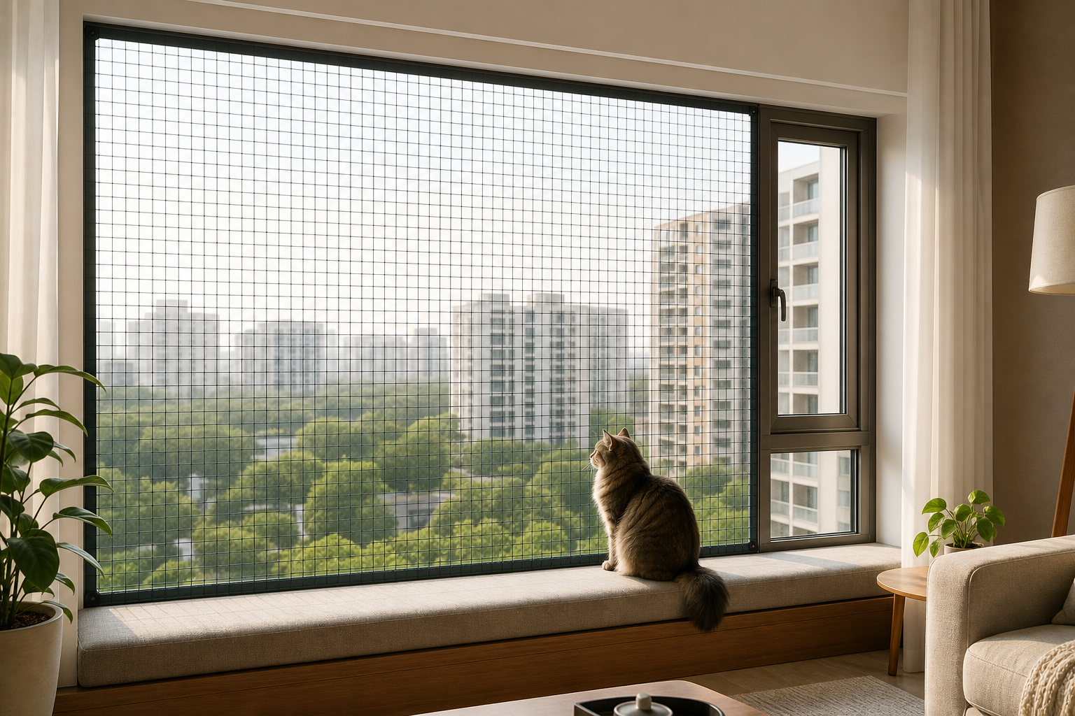 Invisible grill installation for high-rise apartment balcony and windows